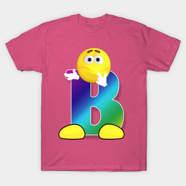 Letter B Alphabet Smiley Monogram Face Emoji Shirt for Men Women Kids T-Shirt by PatrioTEEism